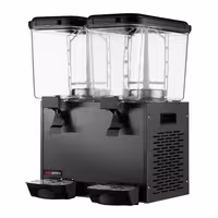 Commercial Juice Dispenser - 2x polycarbonate tanks with tap & paddle agitation - 2x 18 Litres - 600W - Black