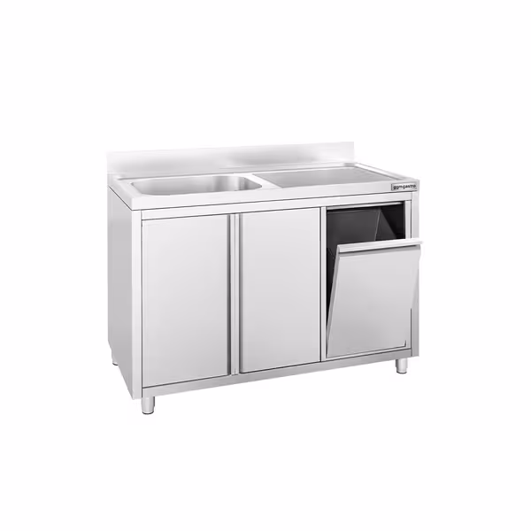 Sudoper s ormarićem ECO - inox - 1200 x 700 mm - s košem za otpatke - s 1 koritom - korito lijevo