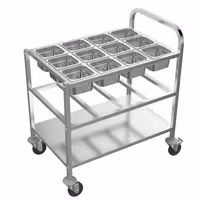 Kolica za posluživanje - 815x530 mm - s 2 polica za 12 GN 1/6 posuda po razini