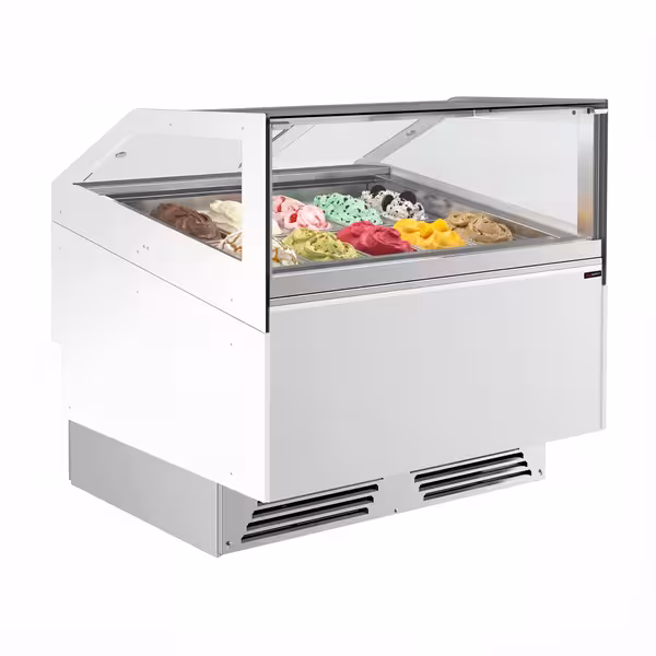 Ice Cream Display Freezer | ADAM - 1200mm - Ventilated cooling - with LED lighting - for 12 x 5 litres Napoli pans or 8 x 7 litres - White