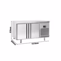 Pekarski zamrzni pult PREMIUM PLUS - 1618x800 mm - 420 l - Ventilirano hlađenje - s 2 vrata - radna ploča bez podignutog ruba