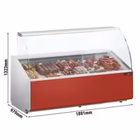 Serve Over Counter - 1881x979mm - front panel red - capacity 387 litres