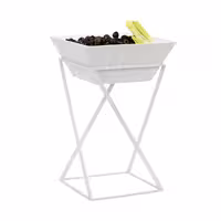 Buffet Stand - White - Powder-coated stainless steel & Melamine - square - Height: 475mm - incl. 1 Melamine bowl