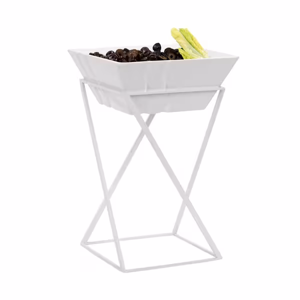 Buffet Stand - White - Powder-coated stainless steel & Melamine - square - Height: 475mm - incl. 1 Melamine bowl