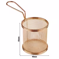 (6 Stück) Servier Frittierkorb - SNACKHOLDER - Edelstahl - Ø 90mm - Kupfer