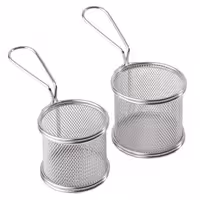 (6 Stück) Servier Frittierkorb - SNACKHOLDER - Edelstahl - Ø 80mm - Silber