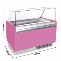 Ice Cream Display Freezer | LIAM - 1310mm - Static cooling - with LED lighting - for 10+10 x 5 litres Napoli pans - Pink