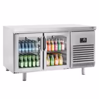 Stół chłodniczy barowy do napojów Premium PLUS – 1618 x 800 mm – z 2 drzwiami szklanymi