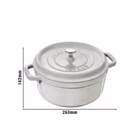 STAUB | Cocotte Round Enamelled Cast Iron Casserole Dish – Ø 200 mm – White Truffle