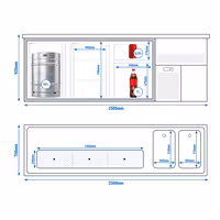 Direct Draw Beer Dispenser / Kegerator PREMIUM – 2-Door – 2 Right Sinks, 2 Drawers – 2500×700 mm