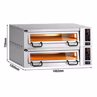 Electric Deck Pizza Oven Power - Twin Deck - Refractory Stone Deck - 9+9 x Ø 34cm (13.4") - Touchscreen Controls