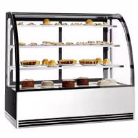 Süteményes vitrin - 524 l - 1500 mm - dupla üvegezés - 3 üvegpolccal - LED világítással - rozsdamentes acél