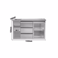 Pivski štand Premium PLUS - 1550x700 mm - 1 staklena vrata & 3 ladice 