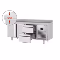 Külmtöölaud PREMIUM PLUS - 1960x700 mm - 465 l - ventileeritud jahutus - koos 2 uksega - Tagaserv - roostevabast terasest tööpind, tagaservaga