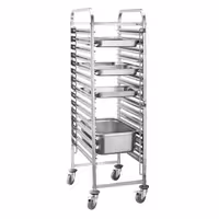 Inox kolica za GN plehove - za 16 GN 1/1 - kotači Ø 125 mm (2 s kočnicom)
