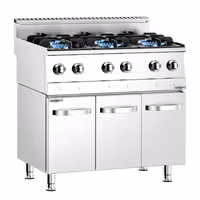 Fogão a gás - 19,6kW - 6 queimadores - com armário baixo - 3 portas