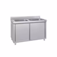 Sudoper s ormarićem ECO - inox - 1600 x 600 mm - sa 2 korita - korita sredina