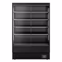 Commercial multideck display fridge - 1320mm - 595L - with 2 sliding glass doors & 4 shelves - Black