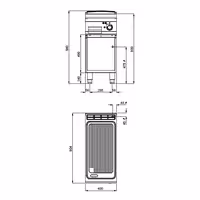 Elektriskā grilvirsma - 6,6 kW - Rievota - iekļauts statīvs