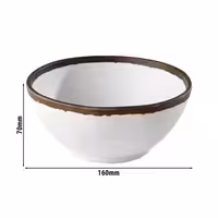 (6 adet) Kase - Melamin - CROCKER - 0,7L - yuvarlak - Ø160mm - Derinlik:70mm - Beyaz/Kahverengi