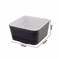 (6 adet) Kase - UNIVERSAL - Melamin - 0,6L - köşeli - 130x130mm - Derinlik:70mm - Eiche kahverengi / Kahverengi