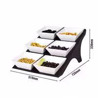 Etagere / Buffet Stand - Black - square - Height: 330mm - incl. 6 Melamine bowls 220x220mm - suitable for small square bowls