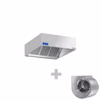 Commercial Wall-Mounted Extractor Hood with Motor - 1400mm - with Speed Controller, Baffle Filters & Lighting