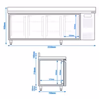 Commercial Counter Fridge ECO – 2230 × 700 mm – 4 Doors – Upstand – Modern Digital Display