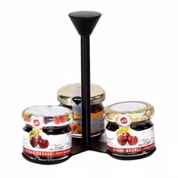 (4 pcs) Jam Etagere / Buffet Stand - Powder-coated Stainless Steel - Black - Height: 120mm - with 3 shelves