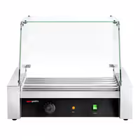 Commercial Hot Dog Roller Grill - 5 Rollers - with Glass Cover - Single Heating Zone