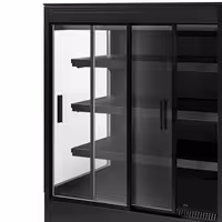 Commercial multideck display fridge - 900mm - 287L - with 2 double‑glazed sliding doors & 3 shelves - Black