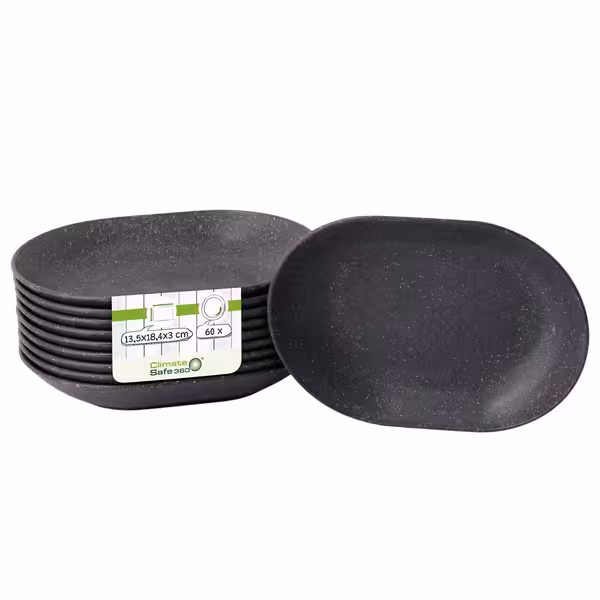 (60 pcs) Reusable Snack Bowls - 270ml - 185x134mm - oval - Grey