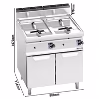 Plinska friteza s dva korita - 10+10 L - 13,8 kW - s ispustom za ulje - s ormarićem