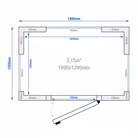 Külmkamber - 1200x1500 mm - 2,60 m³ - 3 klaasseinaga