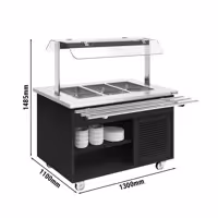 Carrello buffet freddo DANZIG - 1300mm - per 3x GN 1/1 - con scorrivassoio - Nero
