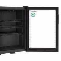 GASTRO-COOL | Chłodziarka minibarowa – 430 mm – 62 L – od +2 do +10 °C – z 1 drzwiami szklanymi – czarna