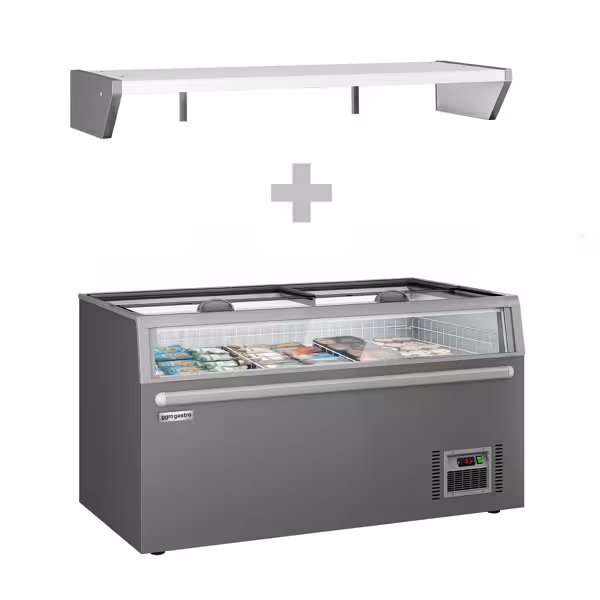 Wyspa mroźnicza do supermarketów – 1454 mm – 402 L – z 2 drzwiami przesuwnymi – szara