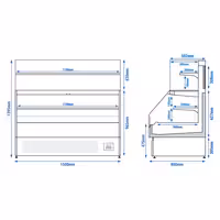 Comptoir vitrine réfrigérée Helsinki - 1500x800mm - 251L - 4 étagères - +2/+8°C - Portes coulissantes vitrées