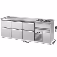 Direct Draw Beer Dispenser / Kegerator PREMIUM PLUS - 2500x700mm - with 6 drawers