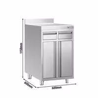 Radni ormarić – za aparat za kavu – 600 x 600 mm – s 2 krilna vrata, 2 ladice i odbojnim rubom