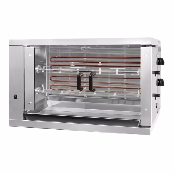 Commercial Electric Chicken Rotisserie Oven - 6.6kW - with 2 Skewers for up to 12 chickens