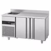 Rashladni pult PREMIUM - 1430x720 mm - 270 l - Ventilirano hlađenje - s 2 vrata - s 1 korita - Leđni podignuti rub