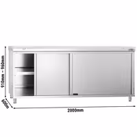 PREMIUM radni ormar od nehrđajućeg čelika – 2000 x 600 mm – s kliznim vratima – uključujući bijelu dasku za rezanje