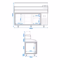 Table réfrigérée à pizza Premium PLUS - 1980x700 mm - avec 2 portes & 2 tiroirs - incl. vitrine réfrigérée - 9x GN 1/4