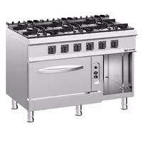 Cocina a gas - 45kW - 6 fuegos - con horno de gas estático - 6kW