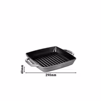 STAUB | GRILL PANN - Grill serpenyő - 230x230mm - Öntöttvas - Grafitszürke