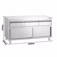 Roostevabast terasest töökapp PREMIUM – 1600×700 mm – 3 sahtliga