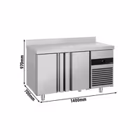Rashladni pult PREMIUM - 1400x700 mm - 281 l - Ventilirano hlađenje - s 2 vrata - Podignuti rub