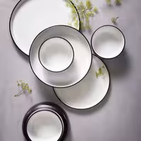(6 pcs) COSMIC | Plate - flat - Porcelain - Ø250mm - Black