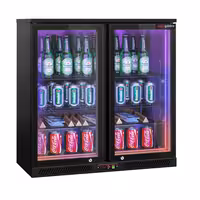 Commercial Back Bar Cooler - 900mm - 220L - with 2 glass hinged doors - Black